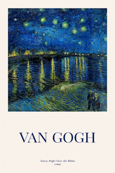 Vincent van Gogh - Starry Night Over the Rhone Variante 2 | 20x30 cm | Premium-Papier wasserfest