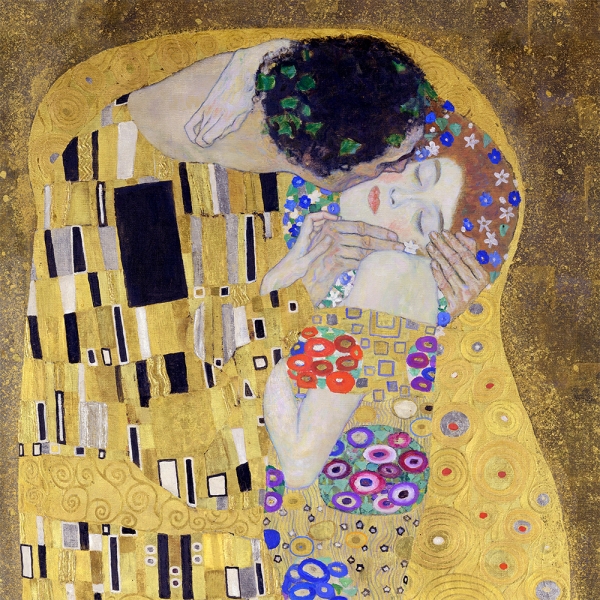 Gustav Klimt - The Kiss Variante 1 | 60x60 cm | Premium-Papier wasserfest