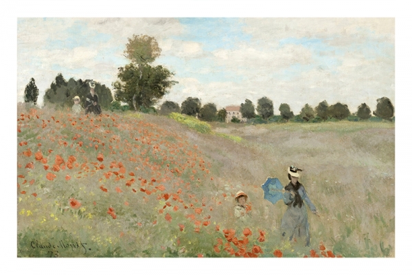 Claude Monet - The Poppy Field near Argenteuil Variante 1 | 60x90 cm | Premium-Papier wasserfest