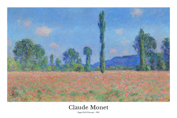 Claude Monet - Poppy Field (Giverny) Variante 1 | 60x90 cm | Premium-Papier wasserfest