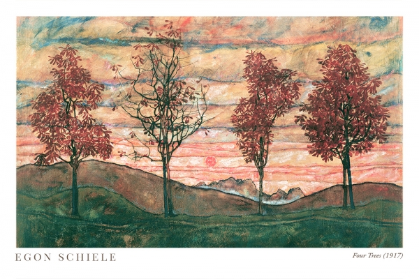 Egon Schiele - Four Trees Variante 1 | 60x90 cm | Premium-Papier wasserfest