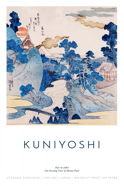 Utagawa Kuniyoshi - Fuji no yukei (An Evening View of Mount Fuji) Variante 1 | 60x90 cm | Premium-Papier wasserfest