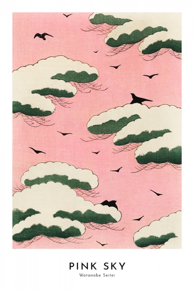 Watanabe Seitei - Pink Sky (from Bijutsu Sekai) Variante 1 | 60x90 cm | Premium-Papier wasserfest