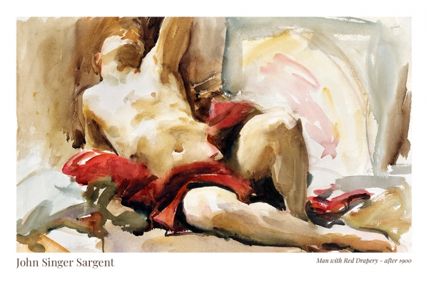 John Singer Sargent - Man with Red Drapery Variante 1 | 13x18 cm | Premium-Papier