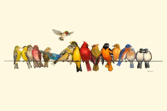 Songbirds in a Row Variante 1 | 13x18 cm | Premium-Papier
