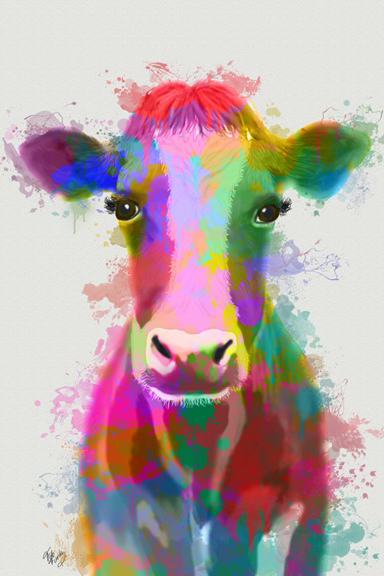 Rainbow Animals No. 2 - Cow Variante 1 | 13x18 cm | Premium-Papier