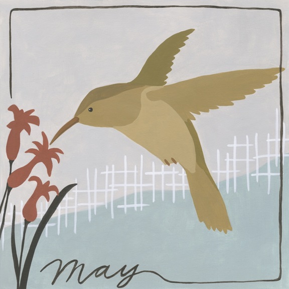 Avian Calendar: May Variante 1 | 40x40 cm | Premium-Papier